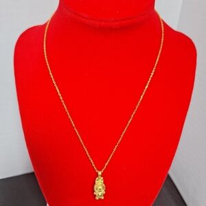 18k Gold Vermeil Over 925 Sterling Silver Labubu Pendant With Necklace